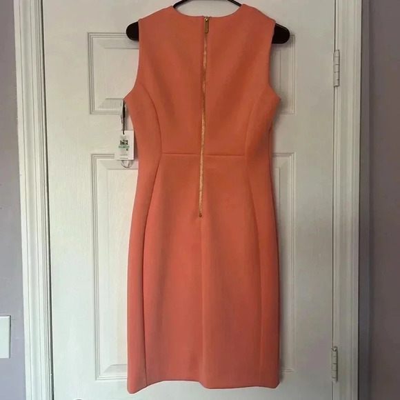 Calvin Klein Sheath Scuba Peach Dress Size 8 - Picture 7 of 9